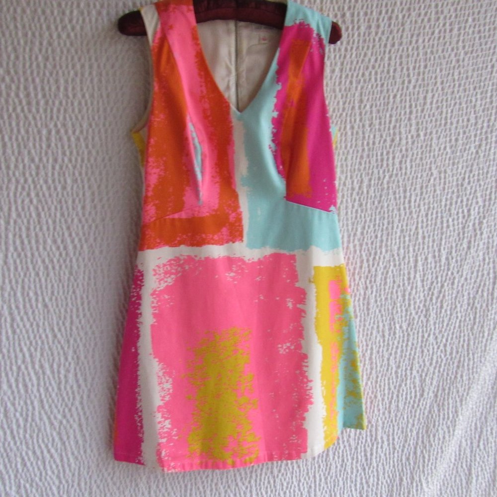Julie Brown Dress 2 Colorful Vibrant Sleeveless Aqua Pink Blue Orange Cotton